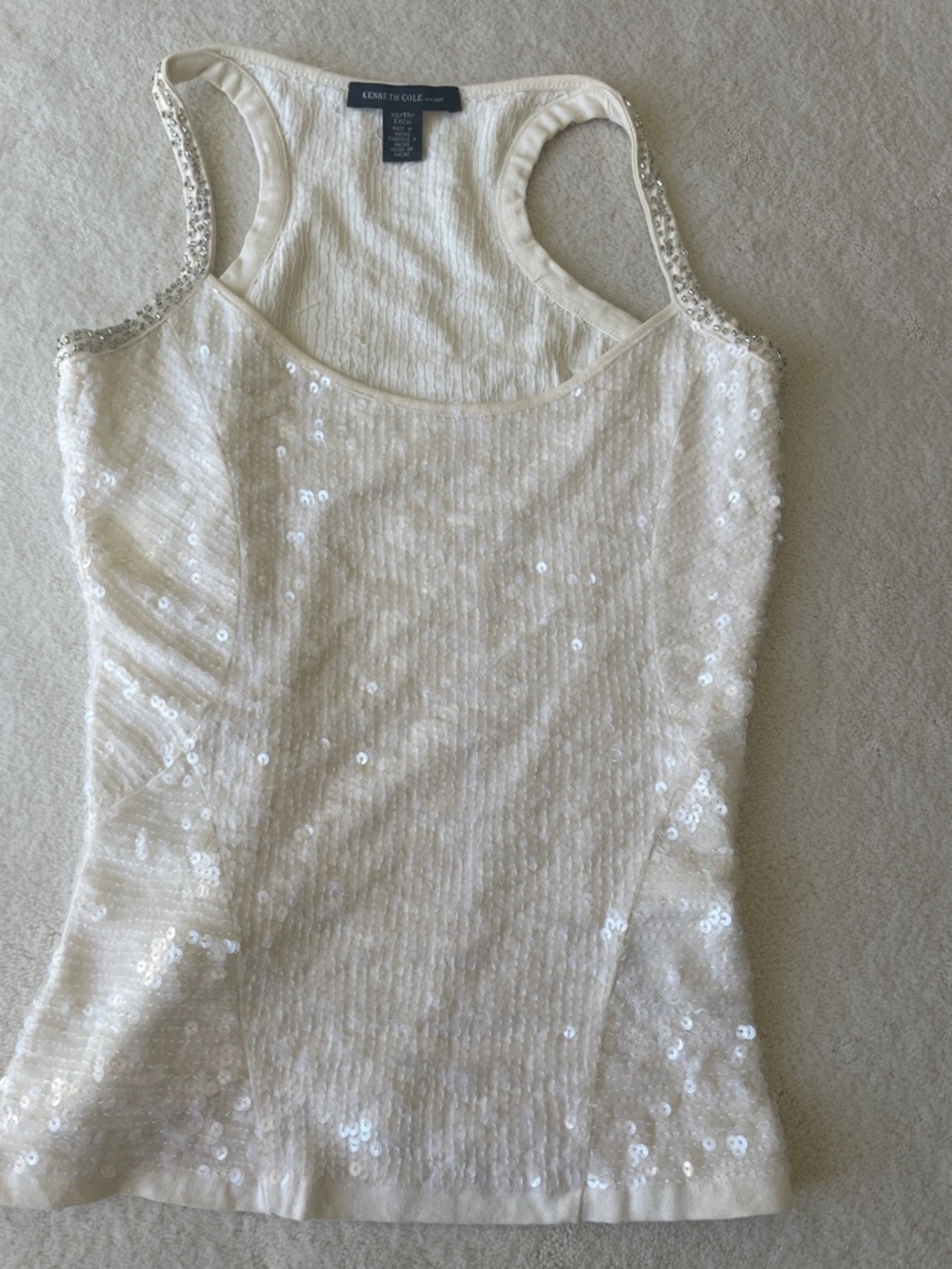 Kenneth Cole White Sequin Racerback Camisole
